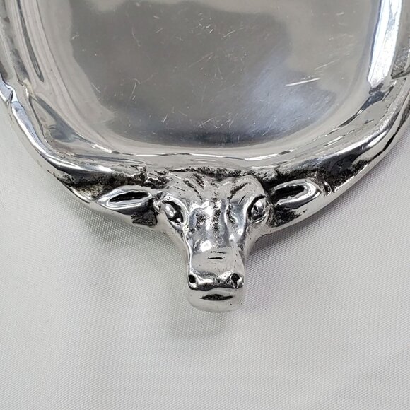 Arthur Court Oval Serving Tray With Longhorn Bull Head Handles 11x6 inches - Picture 6 of 11